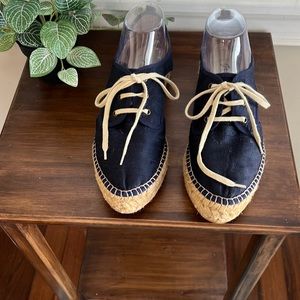 Gaimo Espadrilles Navy Fabric Lace Up Shoes